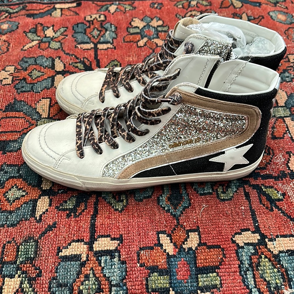 Golden Goose Slide Glitter High-Top Sneakers 41